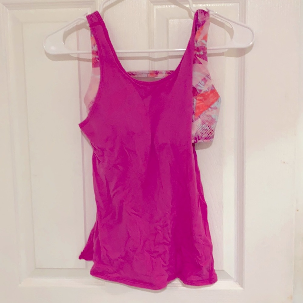 Cute pink workout top with sports bra  included